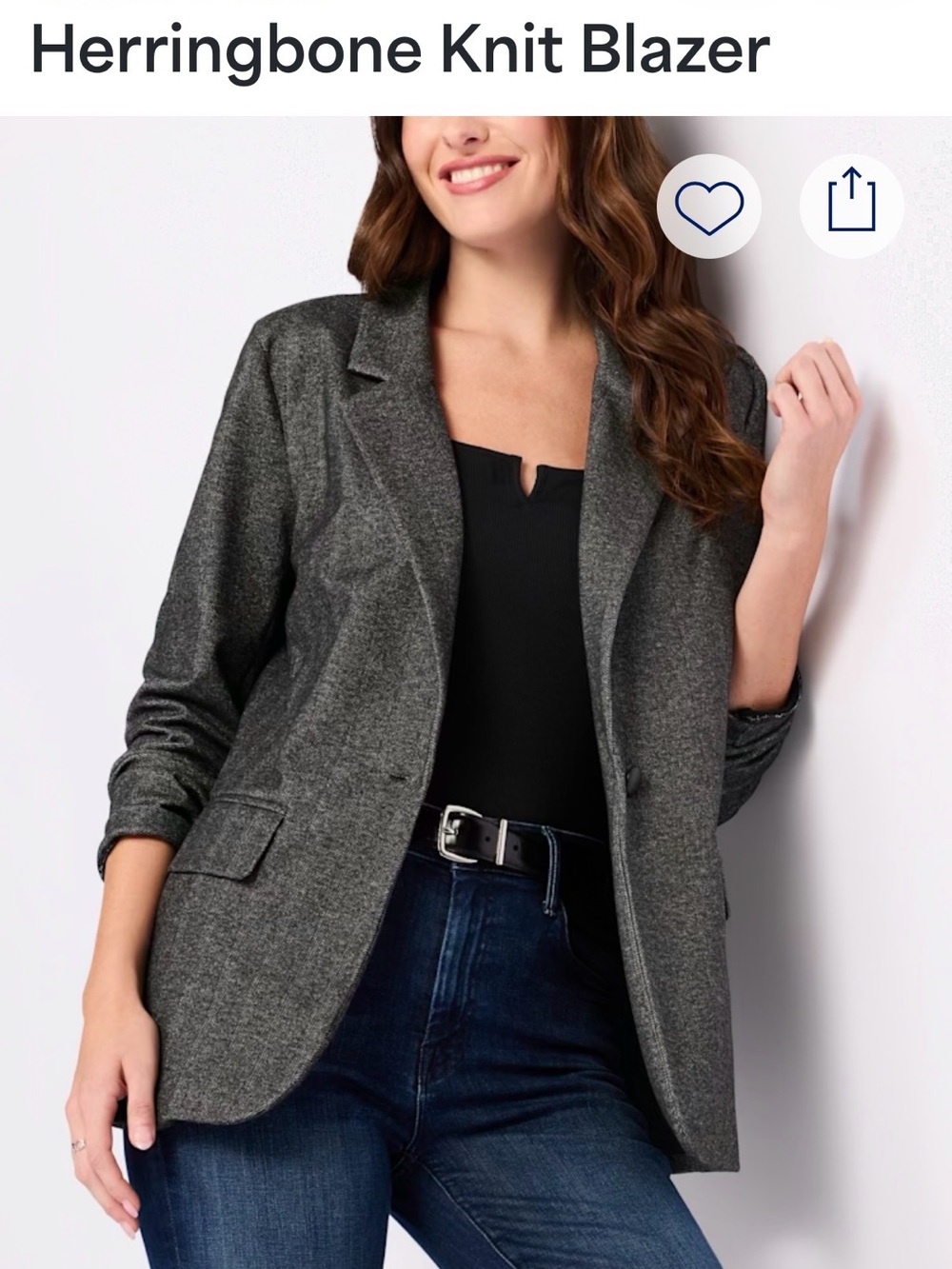 41 Hawthorn Herringbone Knit Blazer - Charcoal Gray